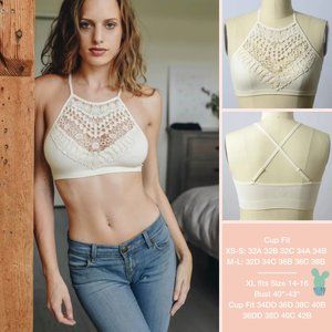 Aria Crochet Racerback Bralette (Ivory)